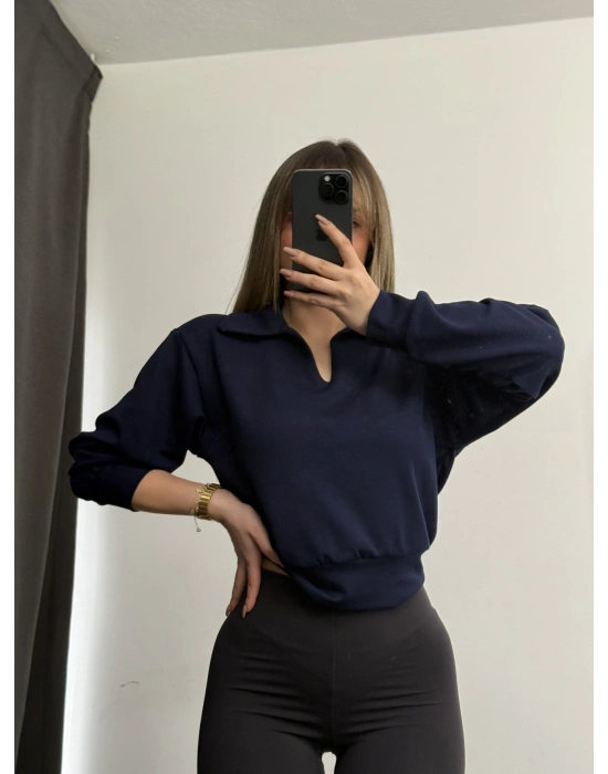 Cloe Polo Yaka Sweatshirt - Lacivert