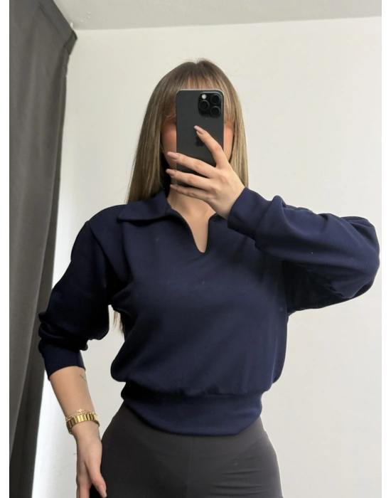 Cloe Polo Yaka Sweatshirt - Lacivert