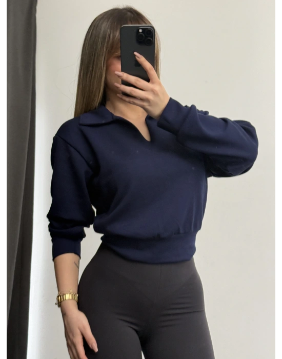 Cloe Polo Yaka Sweatshirt - Lacivert