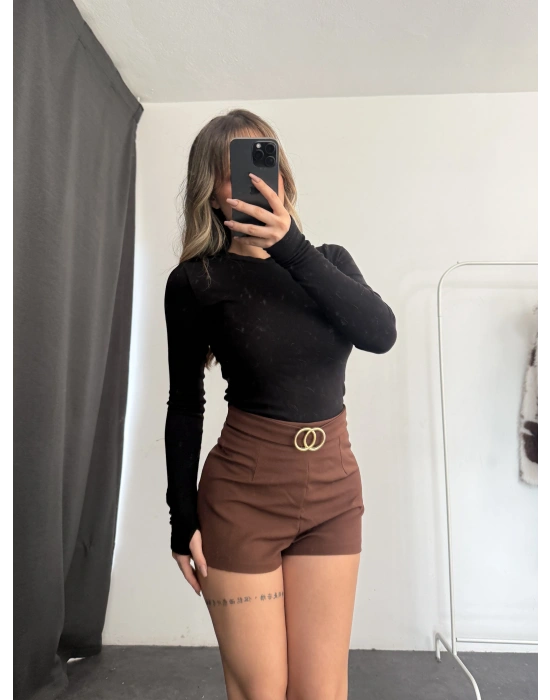 Cole Kemer Detay Şort - Kahve