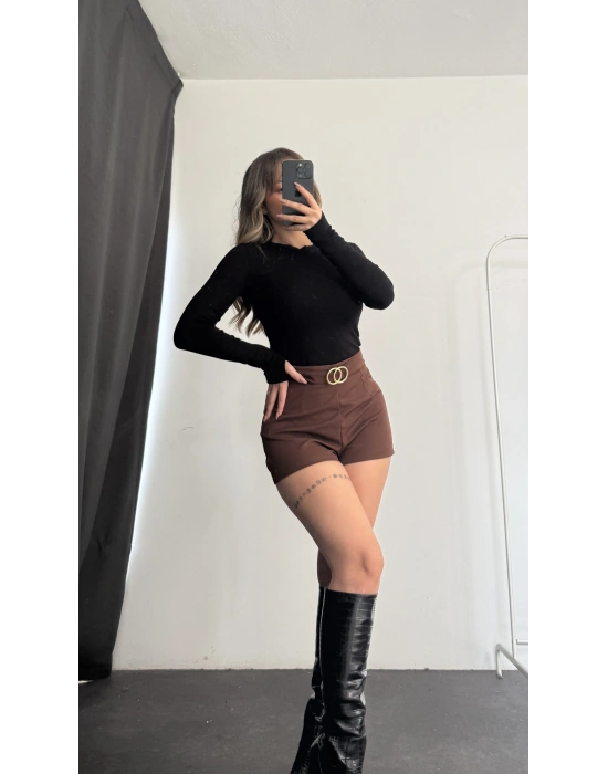 Cole Kemer Detay Şort - Kahve