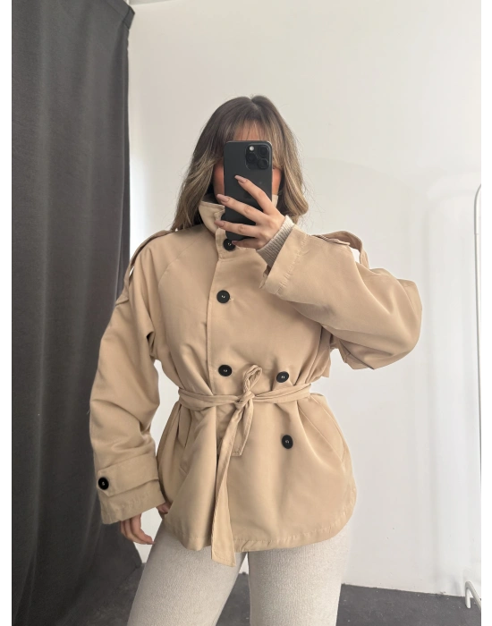 Cordelia Dik Yaka Trençkot - Bej