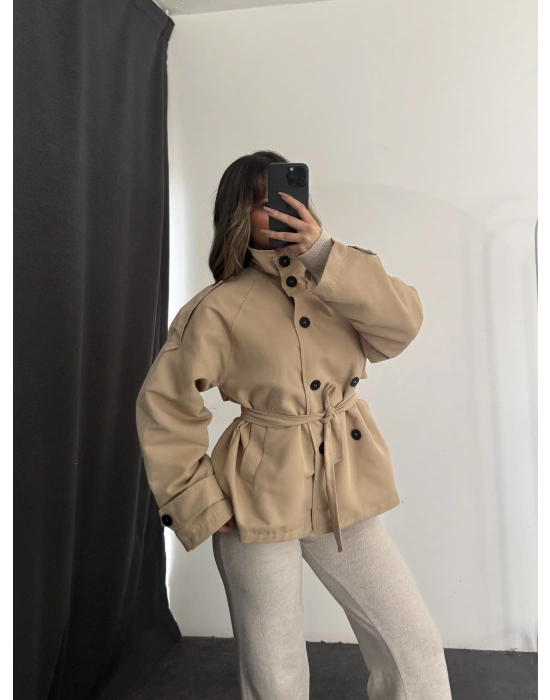 Cordelia Dik Yaka Trençkot - Bej