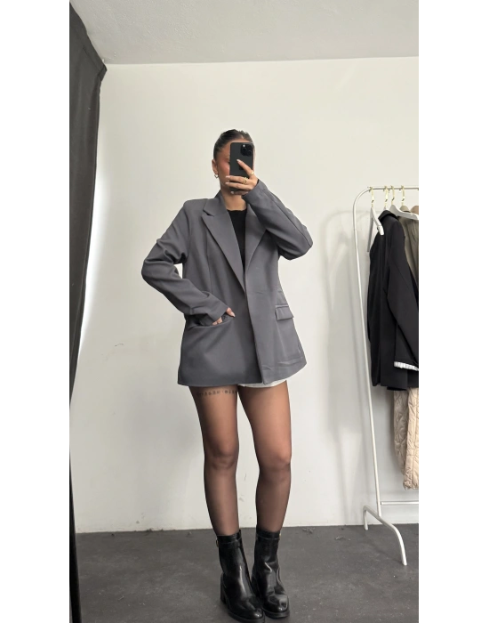Cruz Astarlı Blazer Ceket - Gri