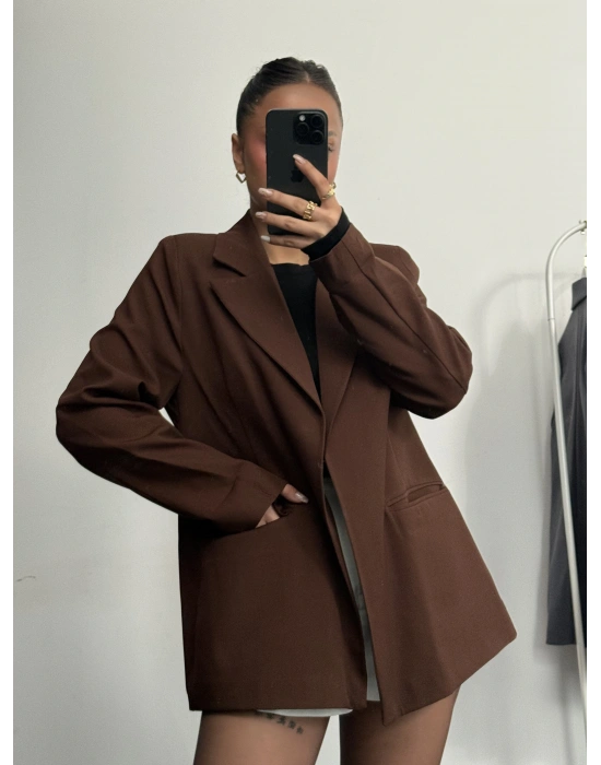 Cruz Astarlı Blazer Ceket - Kahve