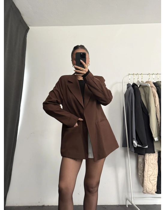 Cruz Astarlı Blazer Ceket - Kahve