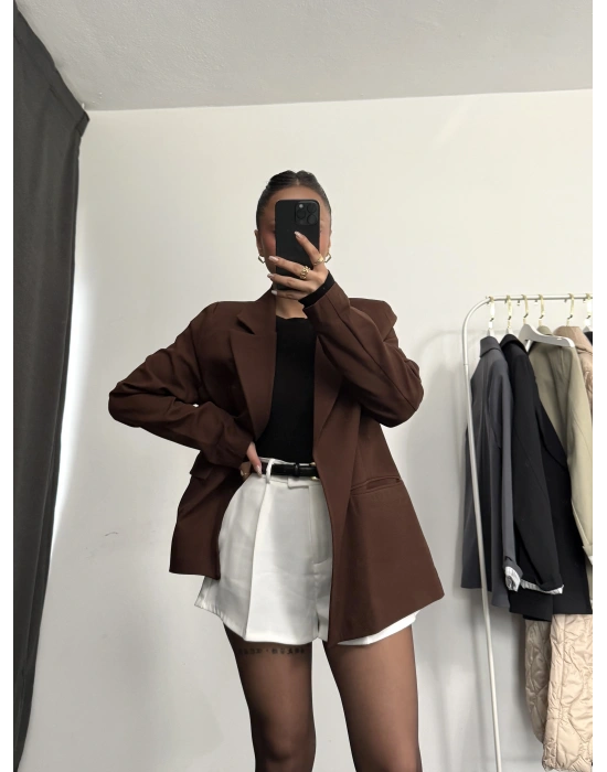Cruz Astarlı Blazer Ceket - Kahve