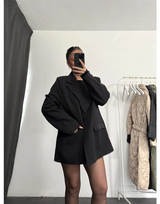 Cruz Astarlı Blazer Ceket - Siyah