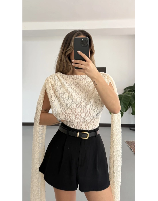 Dantel Bodysuit - Bej