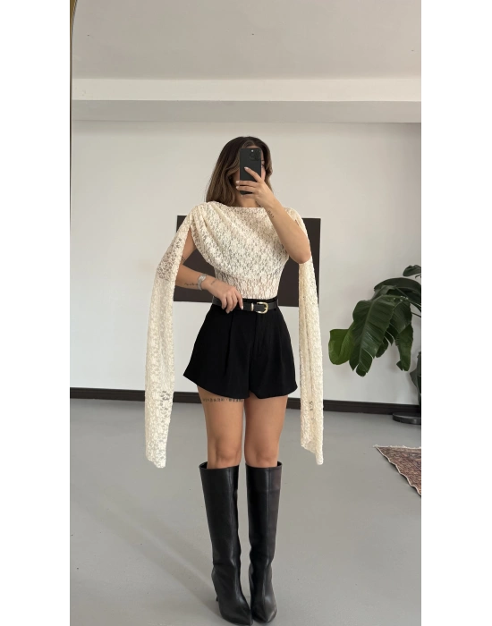 Dantel Bodysuit - Bej