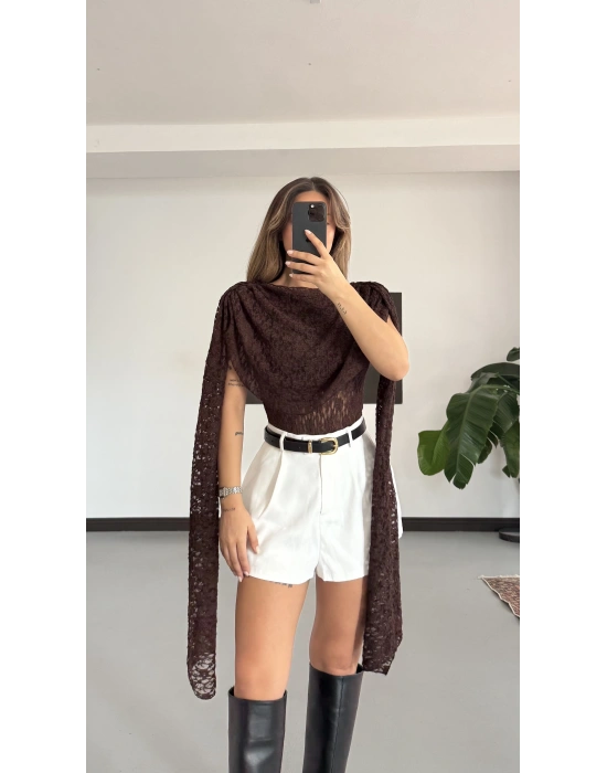 Dantel Bodysuit - Kahve