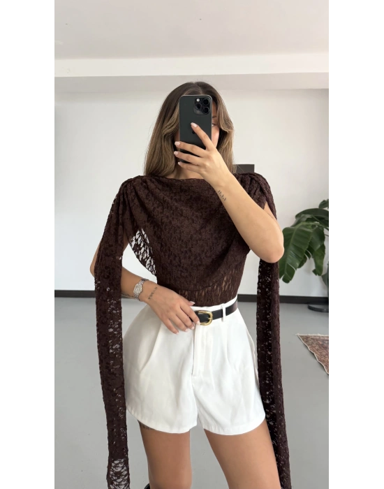 Dantel Bodysuit - Kahve
