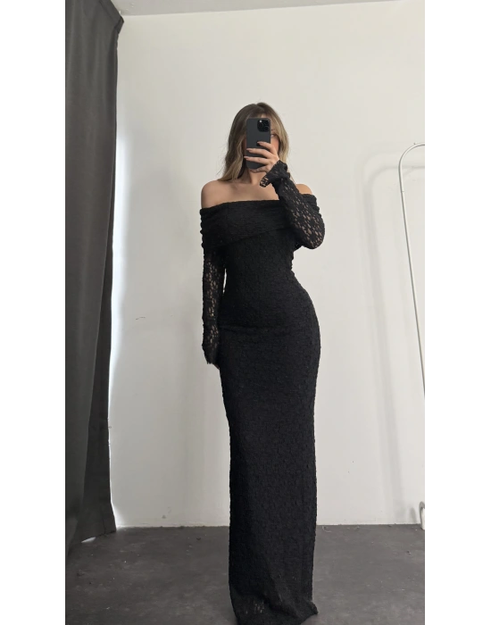 Dantel Madonna Elbise - Siyah