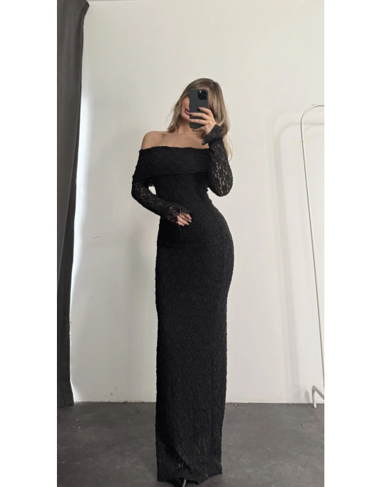 Dantel Madonna Elbise - Siyah