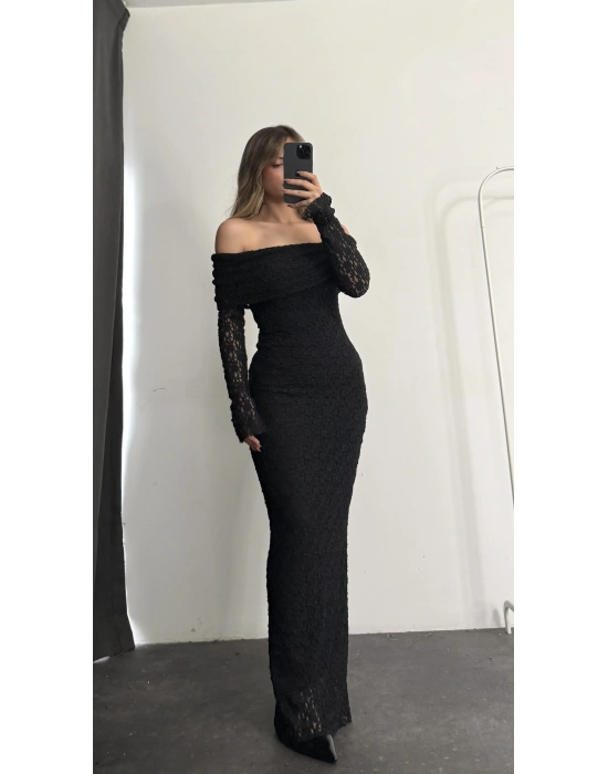 Dantel Madonna Elbise - Siyah