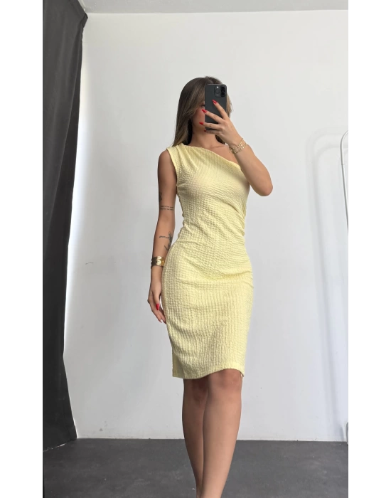 Daphne Tek Omuz Elbise - Sarı