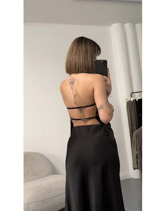 Destina Saten Bluz - Siyah