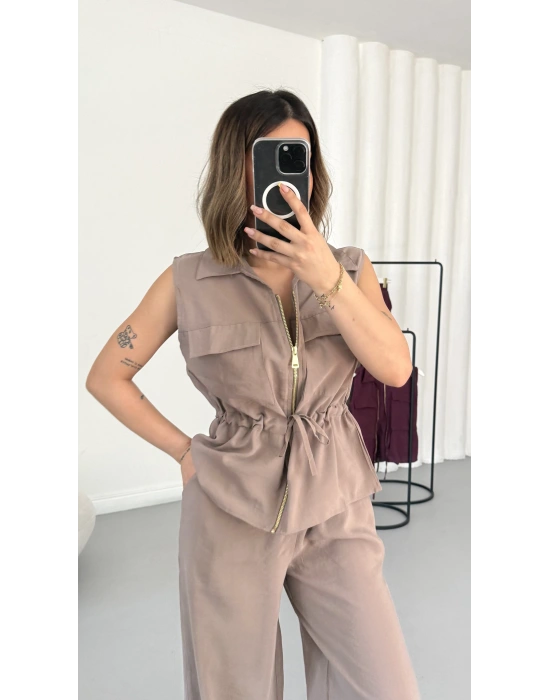 Dora Yelekli Takım - Bej