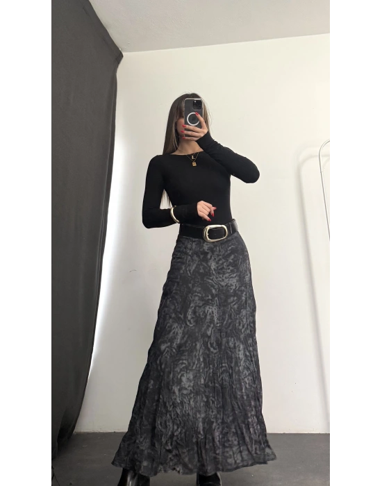 Elda Kemerli Leopar Etek - Antrasit