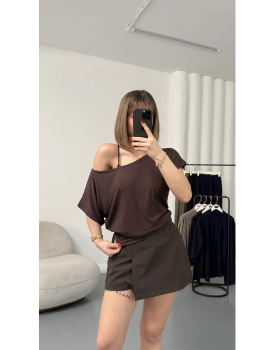 Ellie Yarasa Kol Bluz - Kahve