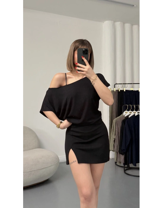 Ellie Yarasa Kol Bluz - Siyah