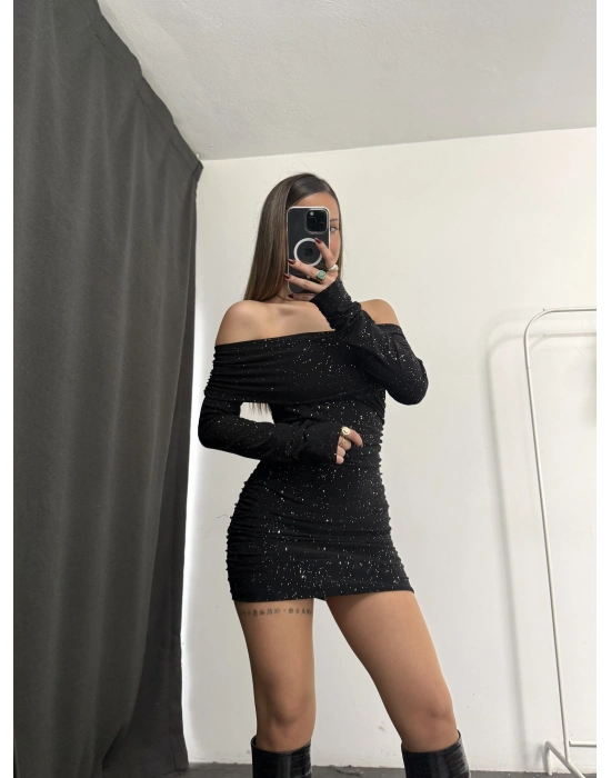 Eloise Simli Madonna Elbise - Siyah