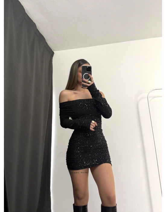 Eloise Simli Madonna Elbise - Siyah