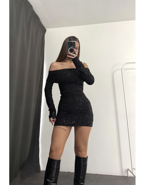 Eloise Simli Madonna Elbise - Siyah