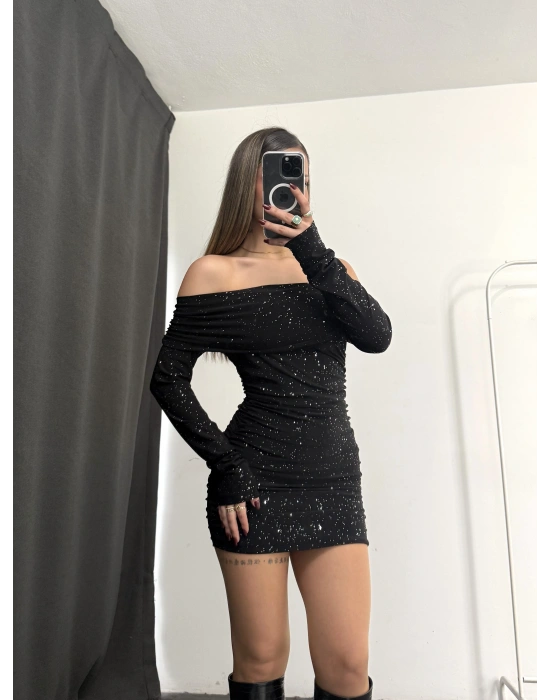 Eloise Simli Madonna Elbise - Siyah