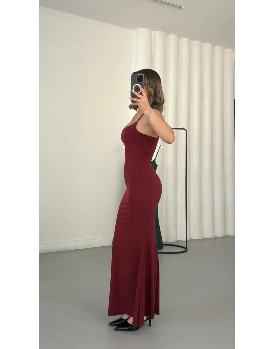 Elora Askılı Elbise - Bordo