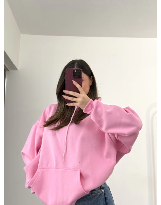 Era Kapüşonlu Sweatshirt - Pembe