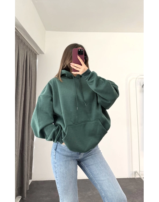 Era Kapüşonlu Sweatshirt - Zümrüt