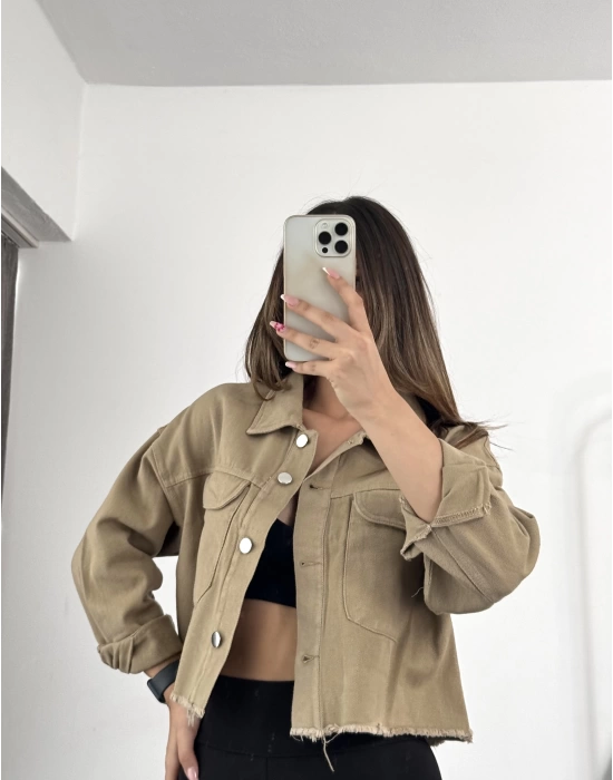 Estella Crop Ceket - Camel