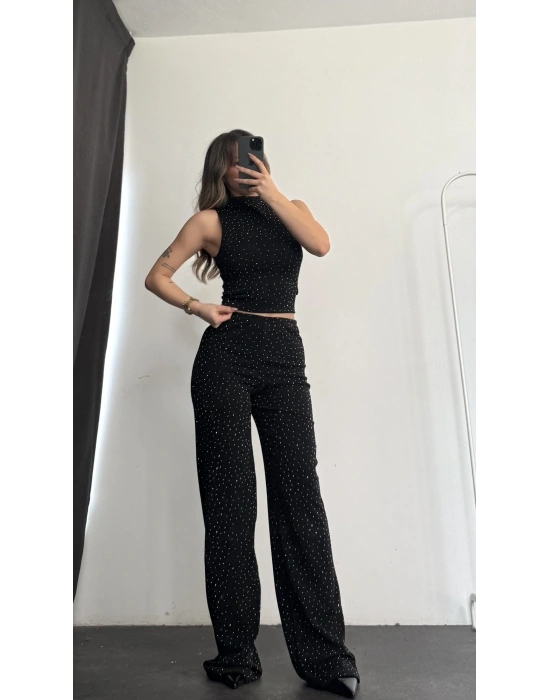 Ester Taşlı Takım - Siyah