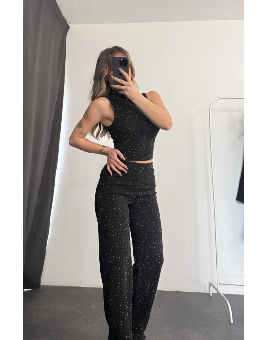 Ester Taşlı Takım - Siyah