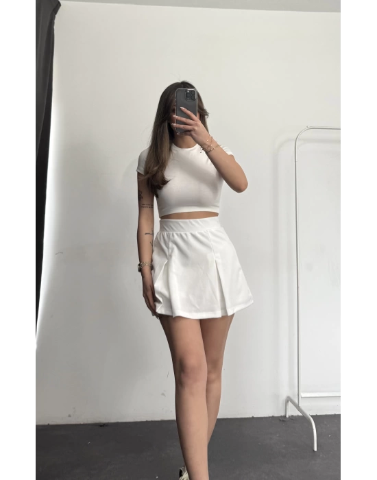 Evelyn Şortlu Etek - Beyaz