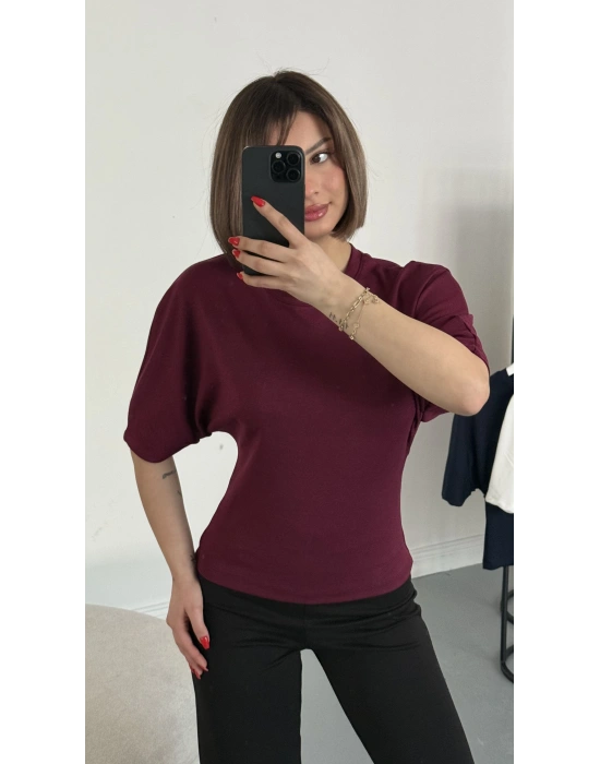 Everly Yarasa Kol Bluz - Bordo