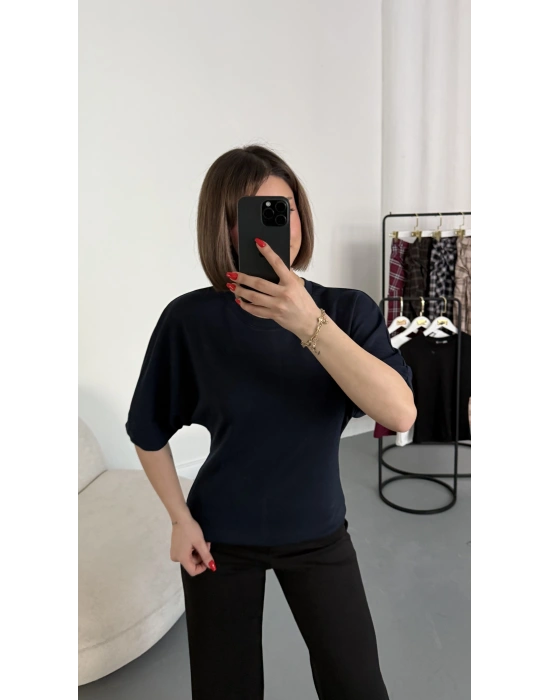 Everly Yarasa Kol Bluz - Lacivert