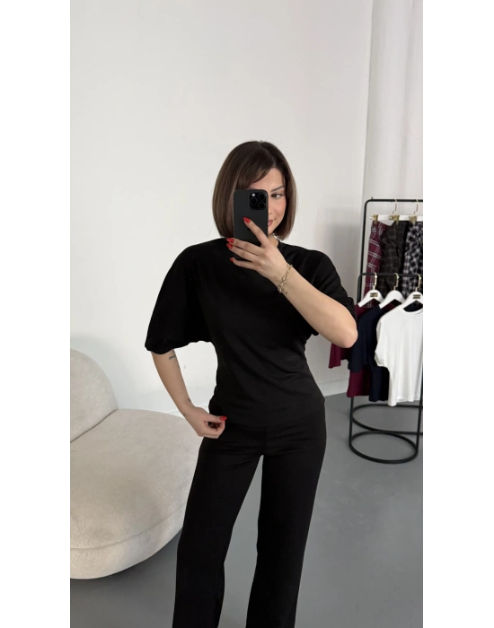 Everly Yarasa Kol Bluz - Siyah