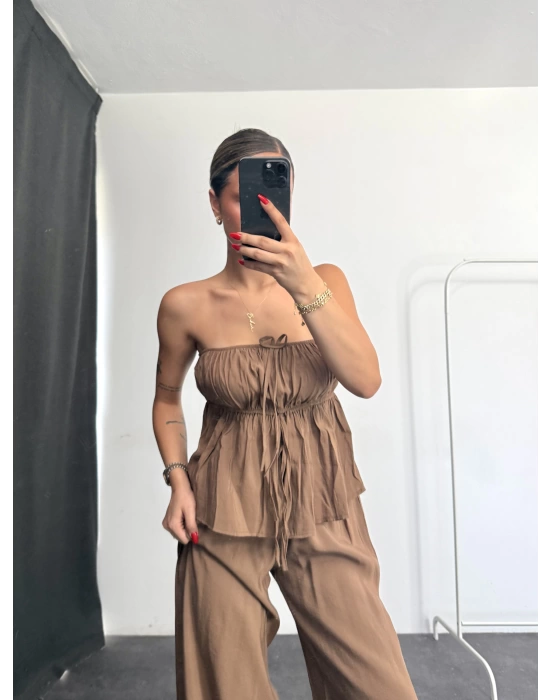 Fiona Straplez Takım - Kahve