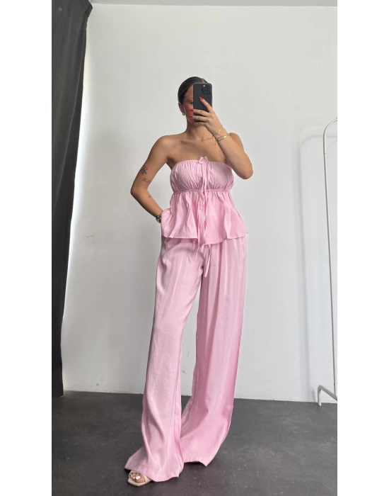 Fiona Straplez Takım - Pembe