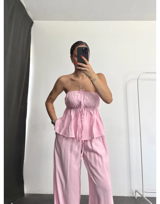 Fiona Straplez Takım - Pembe