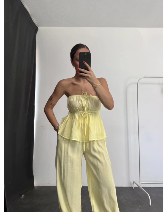 Fiona Straplez Takım - Sarı