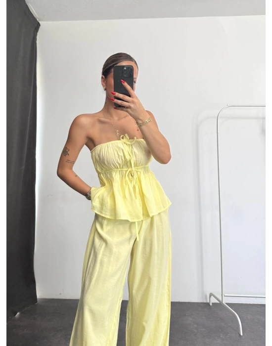 Fiona Straplez Takım - Sarı