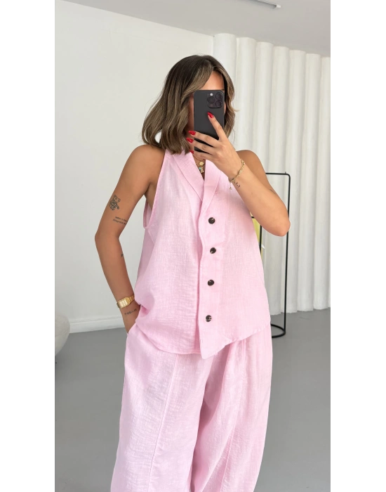Flavia Yakalı Takım - Pembe