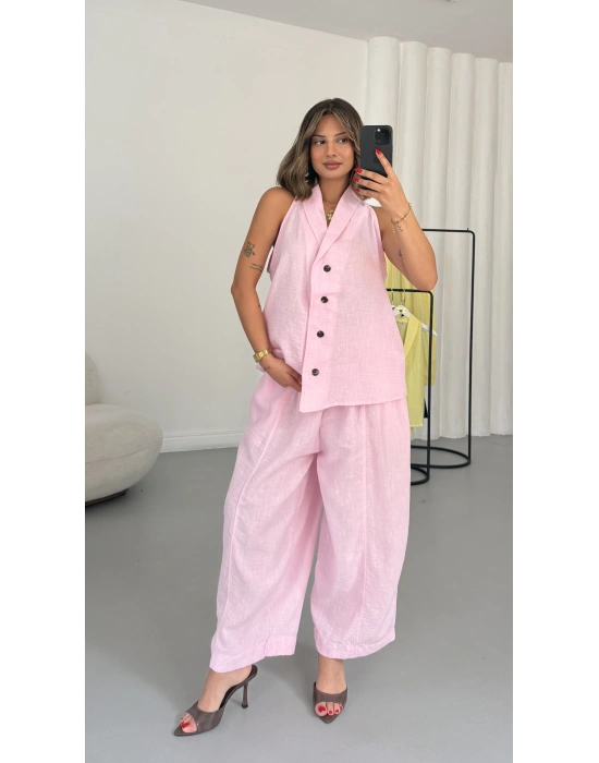 Flavia Yakalı Takım - Pembe
