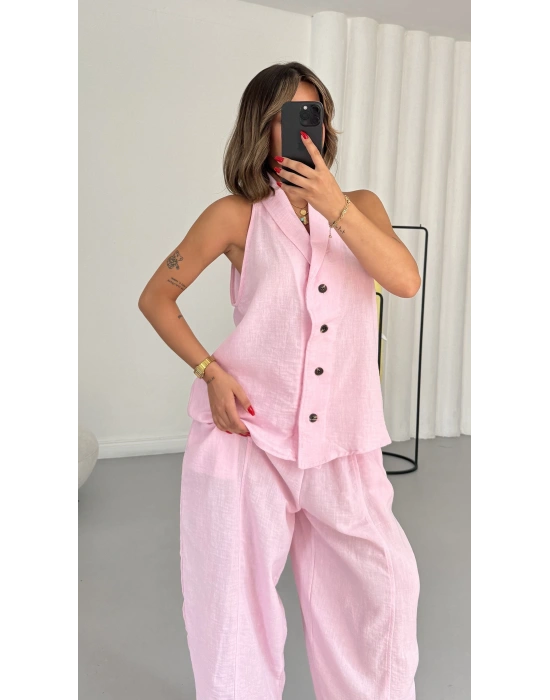 Flavia Yakalı Takım - Pembe