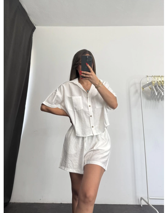 Flor Şortlu Takım - Beyaz