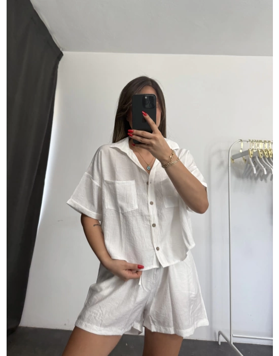 Flor Şortlu Takım - Beyaz
