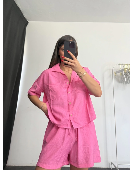 Flor Şortlu Takım - Pembe